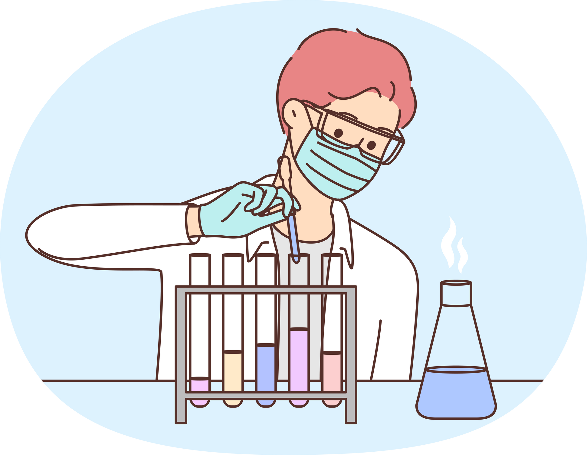 Male scientist make experiments in lab